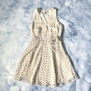 Forever 21 Cream Floral V-Neck Wrap Dress